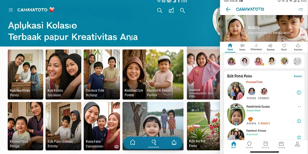 Screenshot utama CAHAYATOTO menampilkan fitur kolase foto yang menarik.