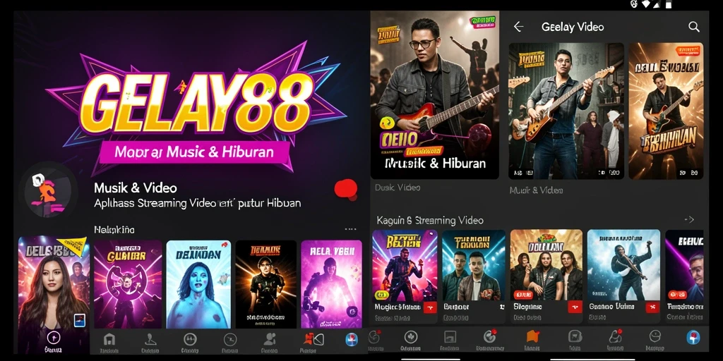 Tampilan aplikasi GELAY88 untuk streaming video musik dan hiburan