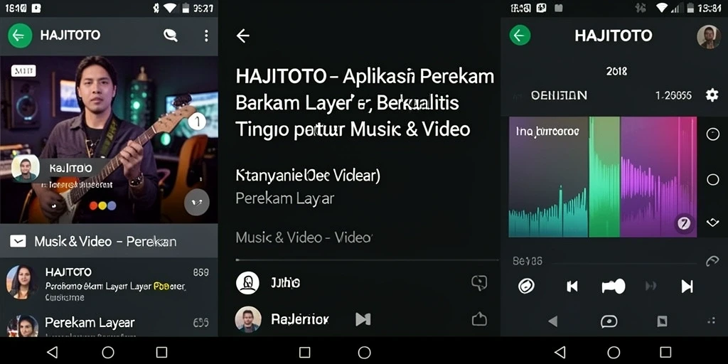 Tampilan antarmuka HAJITOTO saat merekam layar dengan fitur-fitur perekam.