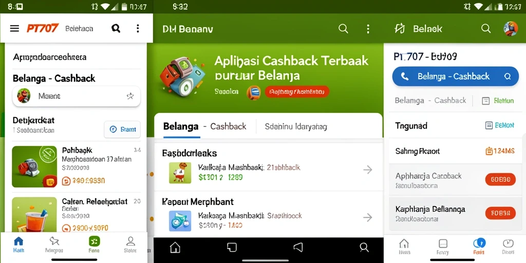 Antarmuka aplikasi PT707 yang menampilkan penawaran Cashback.