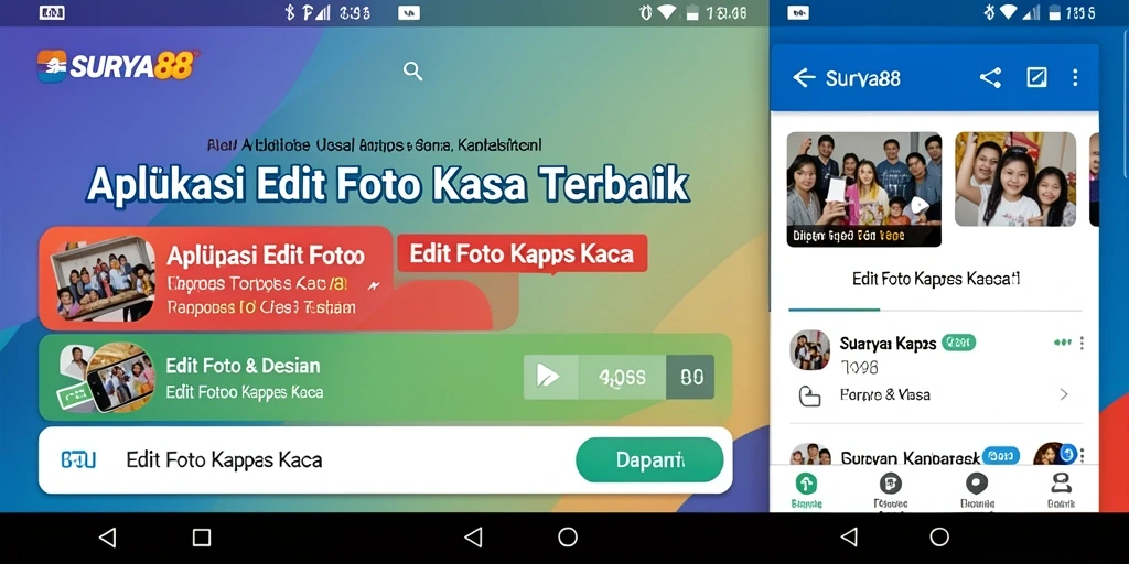 Antarmuka aplikasi SURYA88 untuk edit foto kertas kaca.